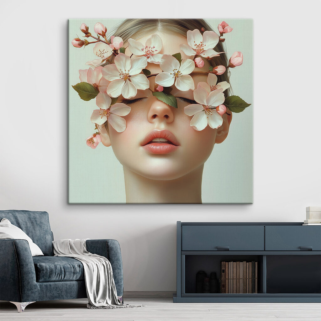 Woman with flowers on her face Woman with flowers on her face