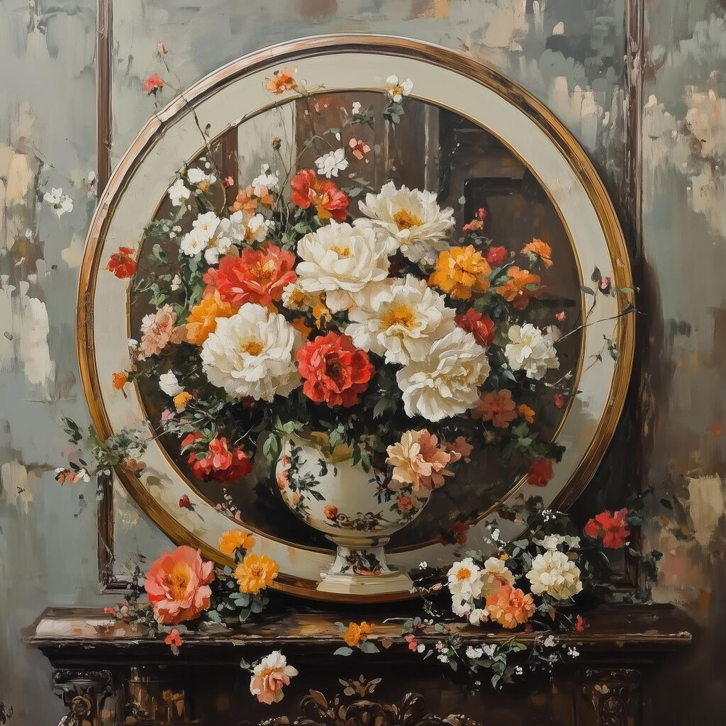 Painting of flowers in a vase Painting of flowers in a vase