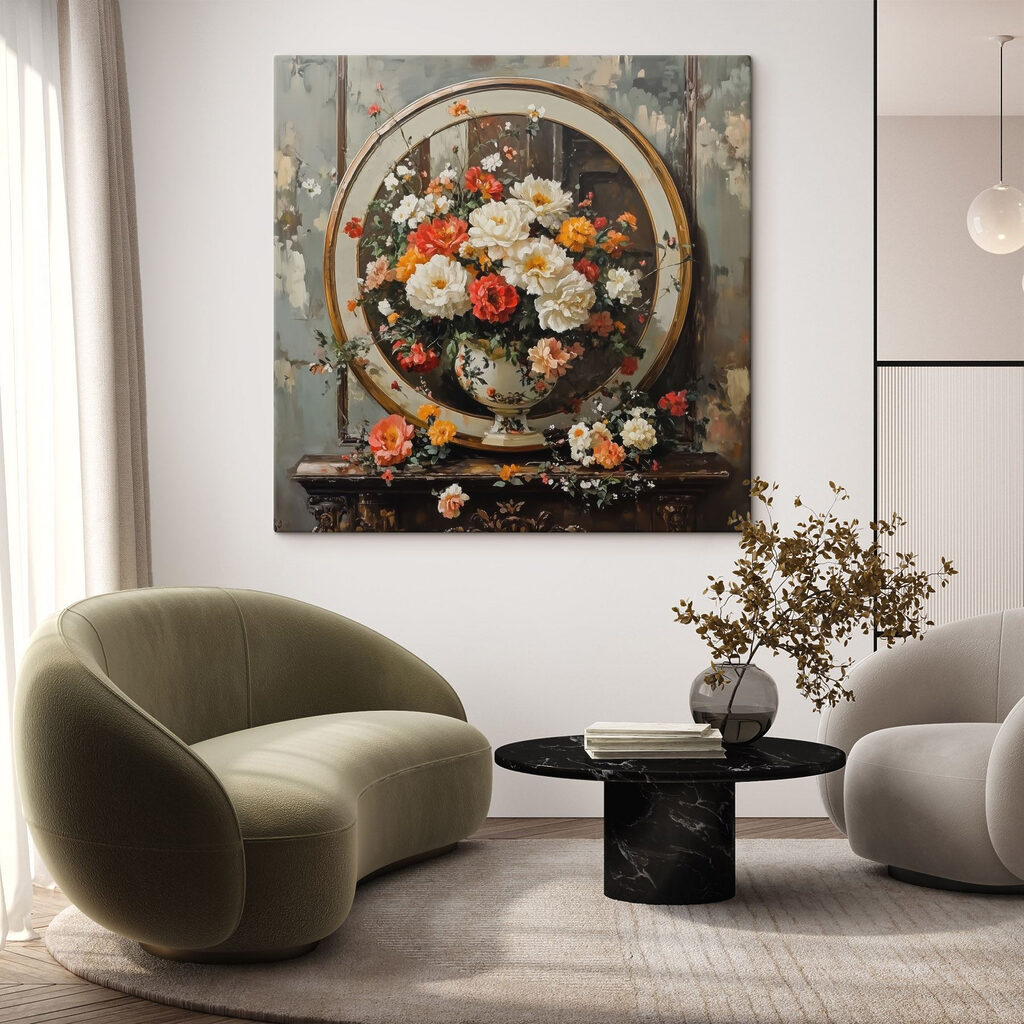 Painting of flowers in a vase Painting of flowers in a vase