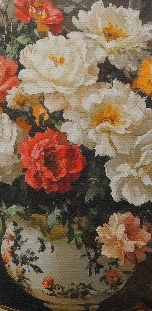 Painting of flowers in a vase Painting of flowers in a vase