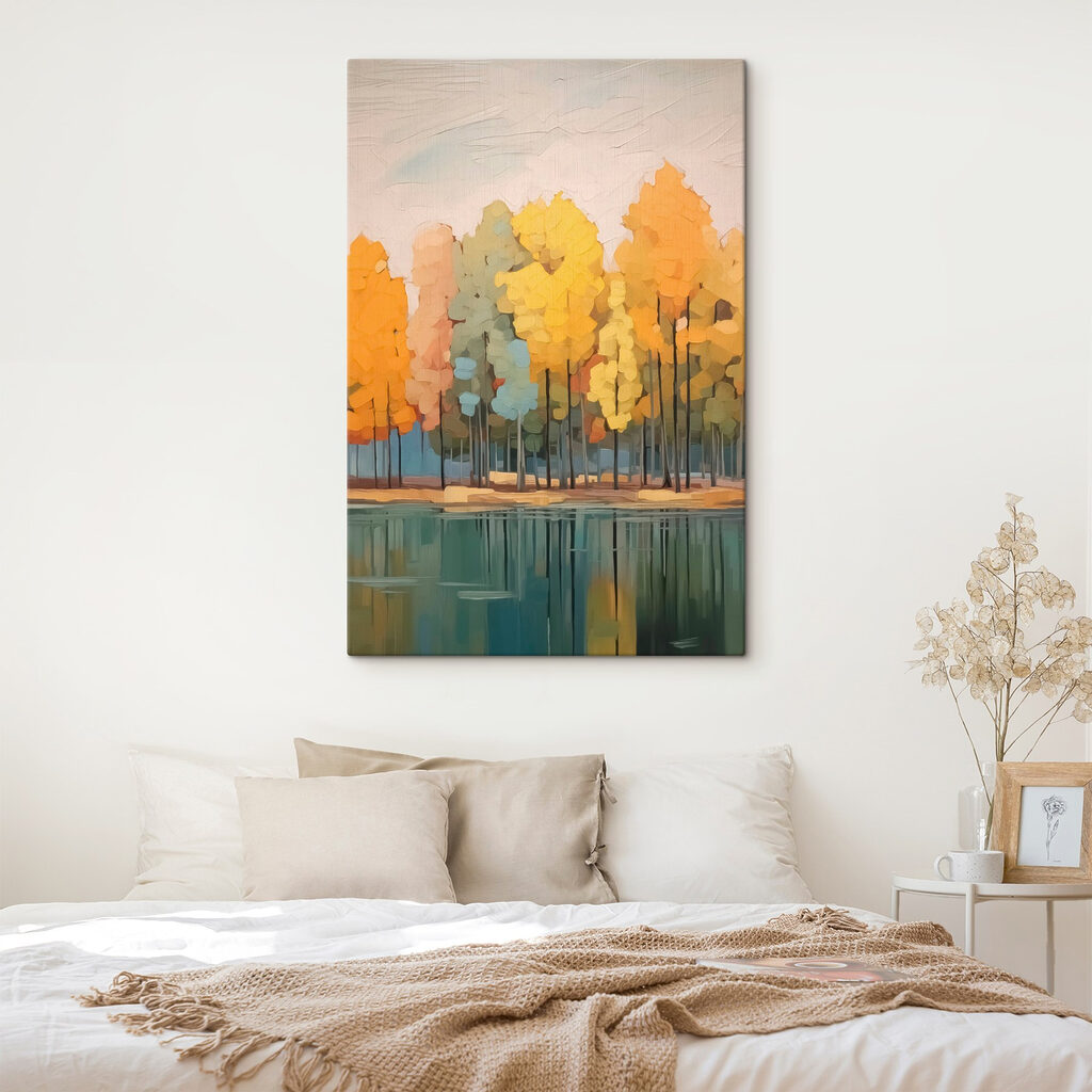 Painting of trees by water