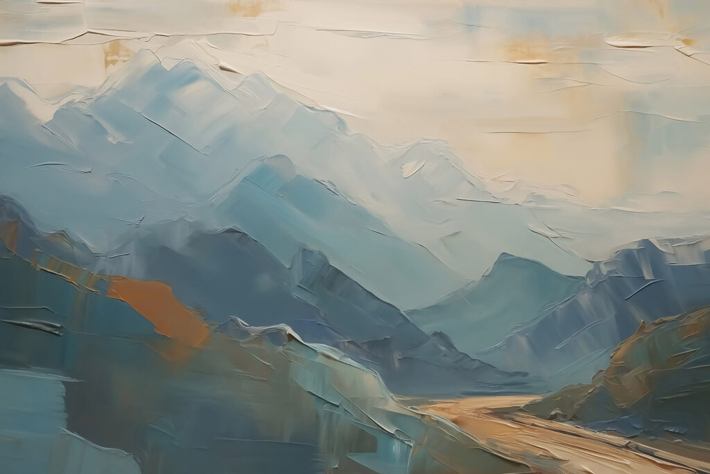 Painting of a mountain range Painting of a mountain range