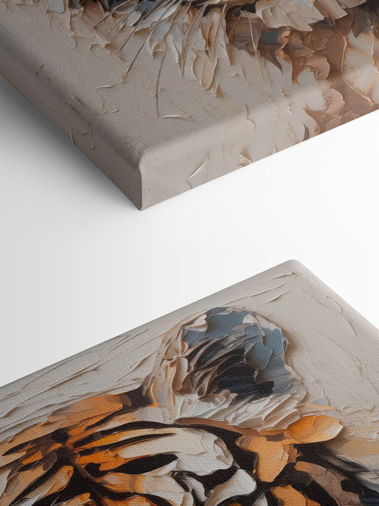 Tiger painted on a white surface