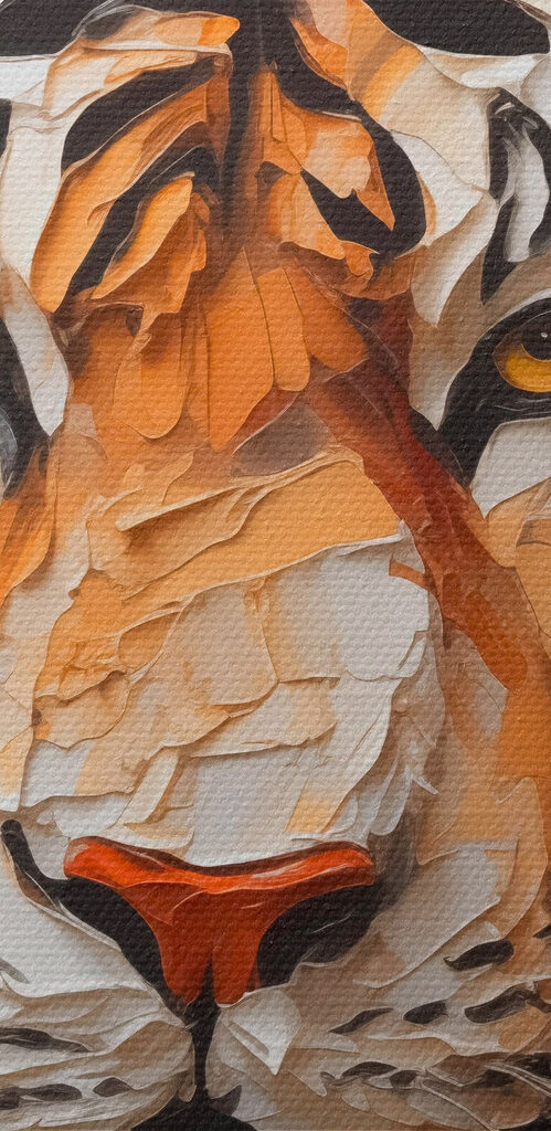 Tiger painted on a white surface