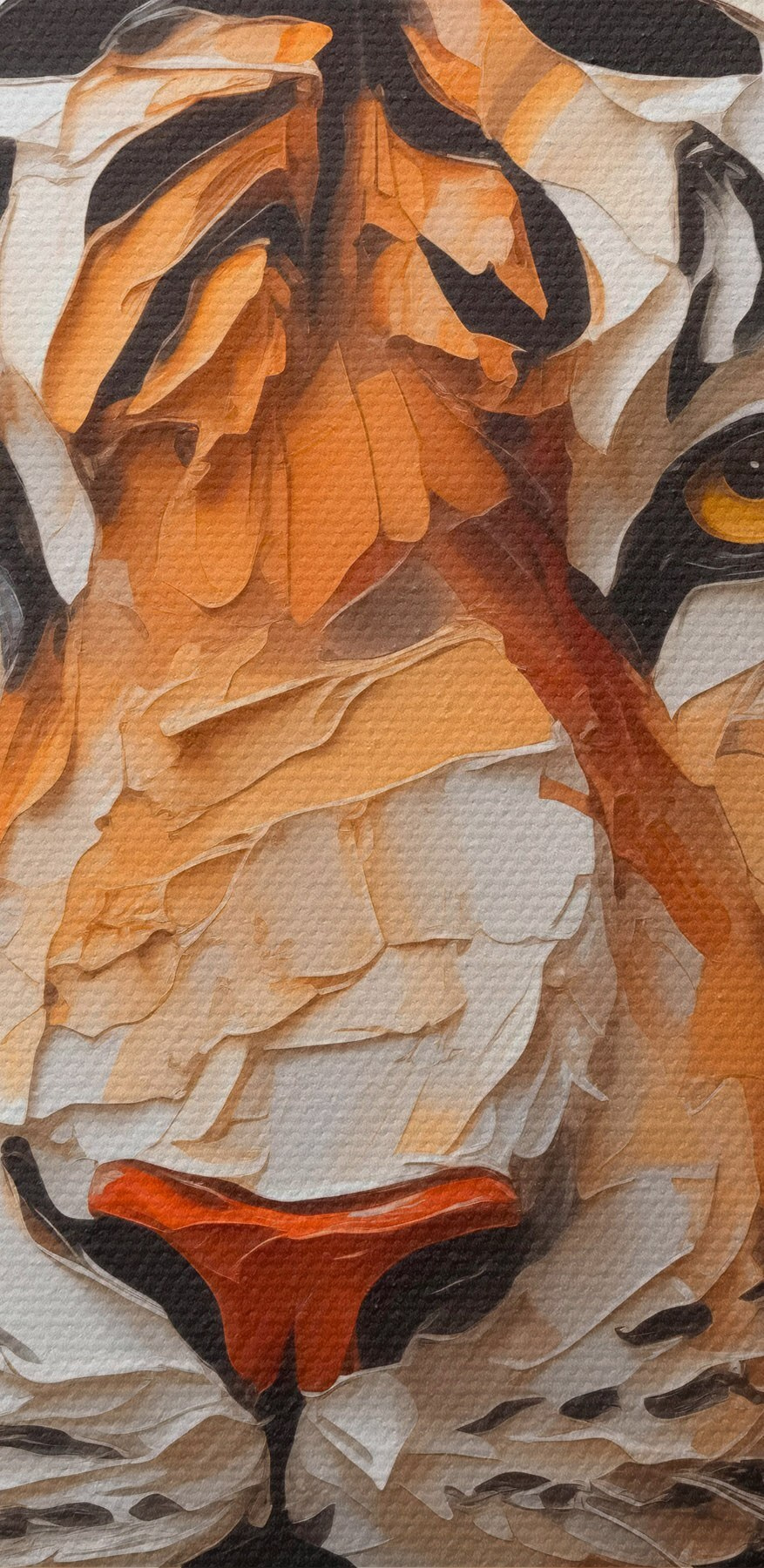 Tiger namaľovaný na bielom povrchu