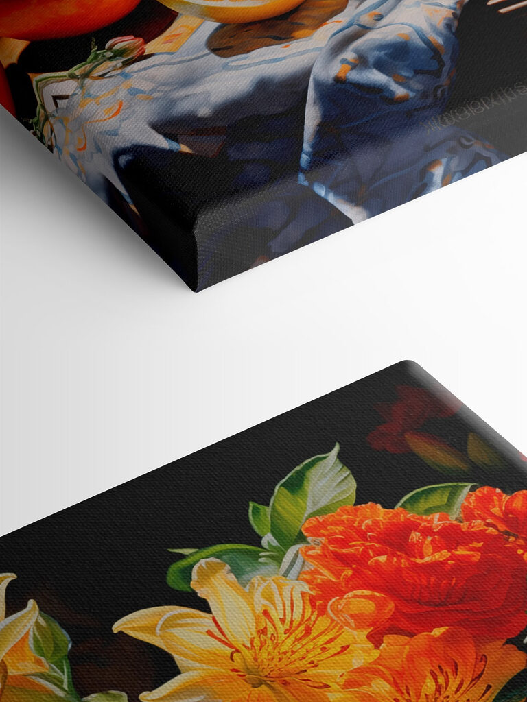 Still life with flowers and fruit