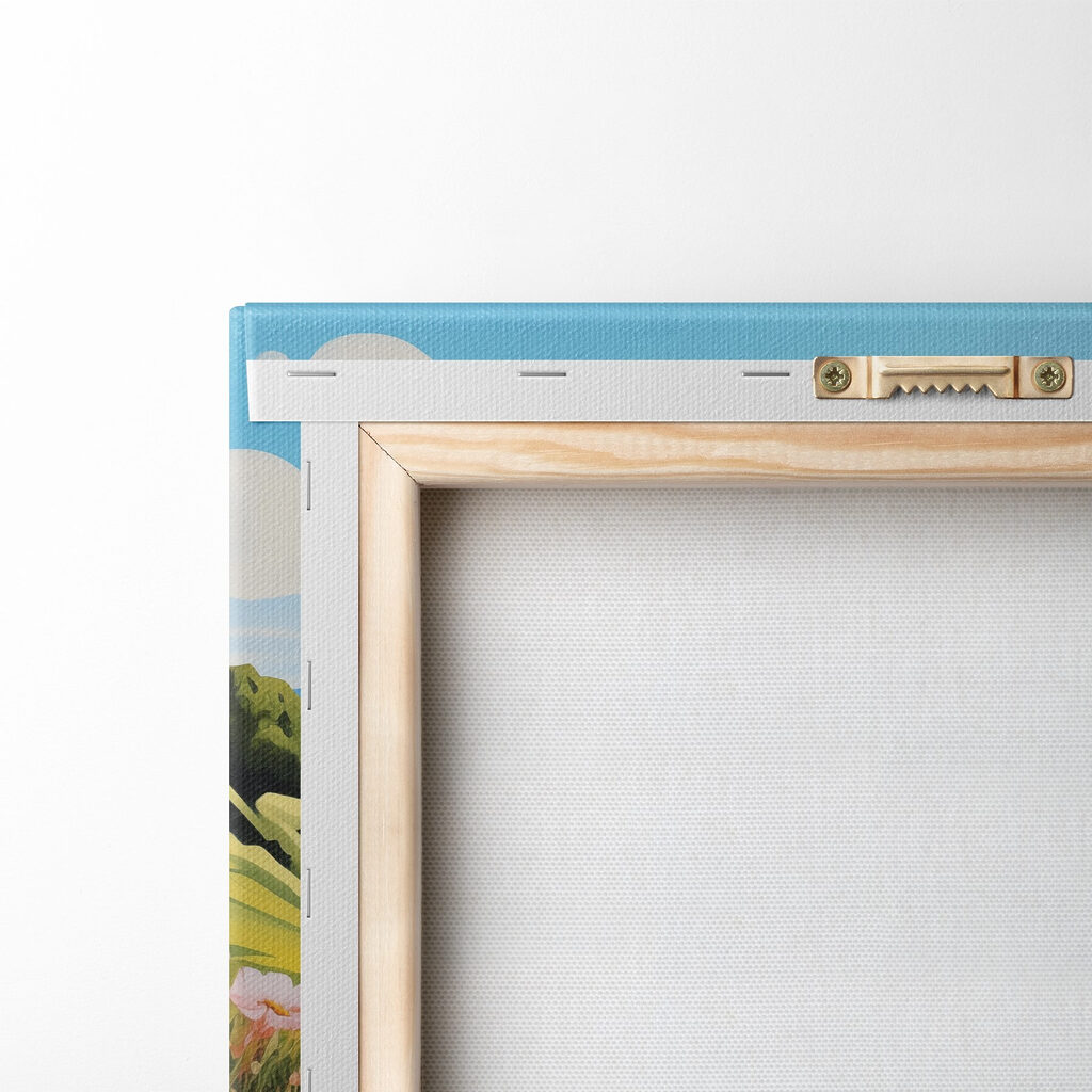 Landscape with mountains and flowers