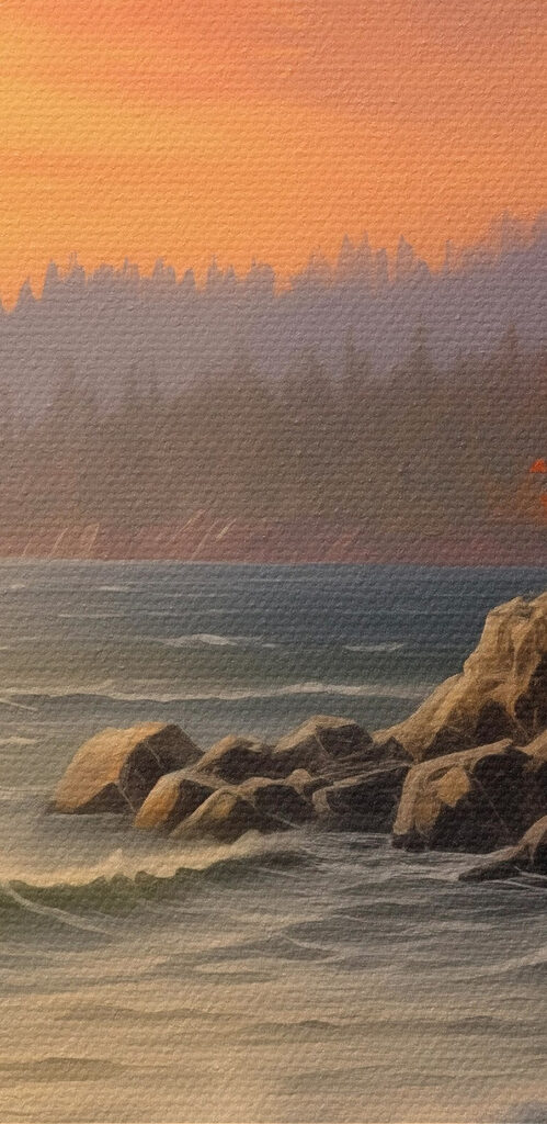 Sunset over a rocky beach Sunset over a rocky beach