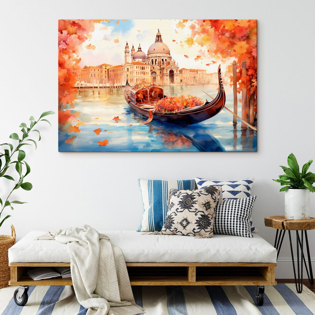 Gondola on water with a building in the background Gondola on water with a building in the background