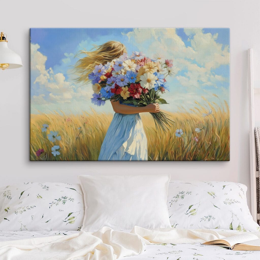 Woman holding a bouquet of flowers Woman holding a bouquet of flowers