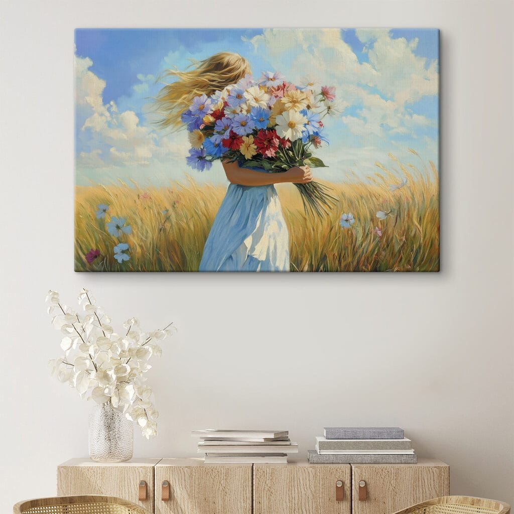 Woman holding a bouquet of flowers Woman holding a bouquet of flowers