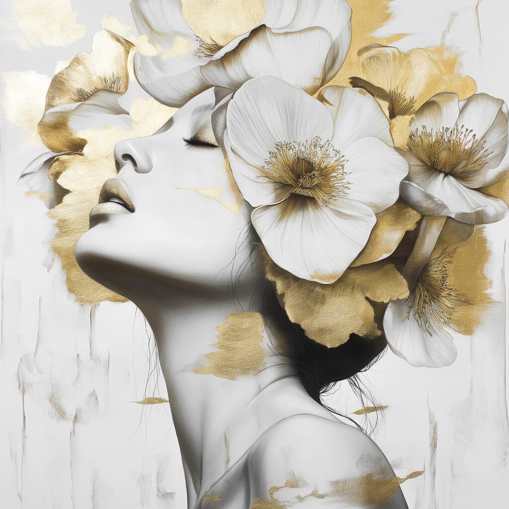 Woman with flowers in her hair Woman with flowers in her hair