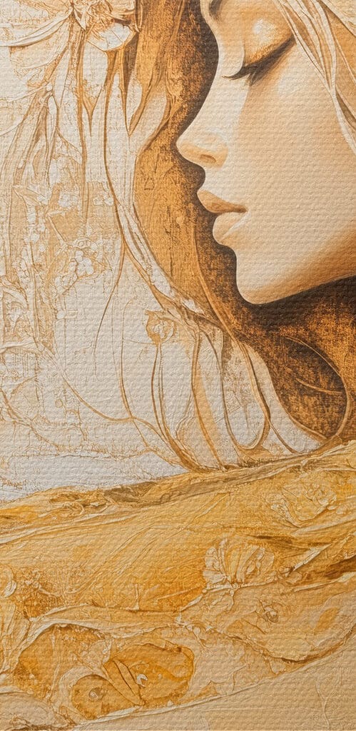 Painting of a woman with flowers in her hair Painting of a woman with flowers in her hair