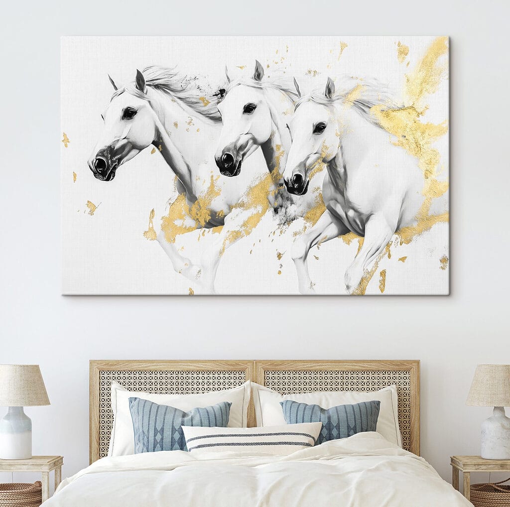 Group of white horses running Group of white horses running