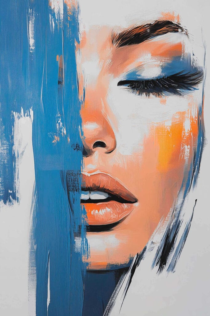 Painting of a woman's face Painting of a woman's face