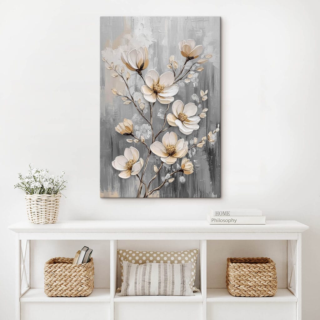 Painting of flowers on a grey background Painting of flowers on a grey background