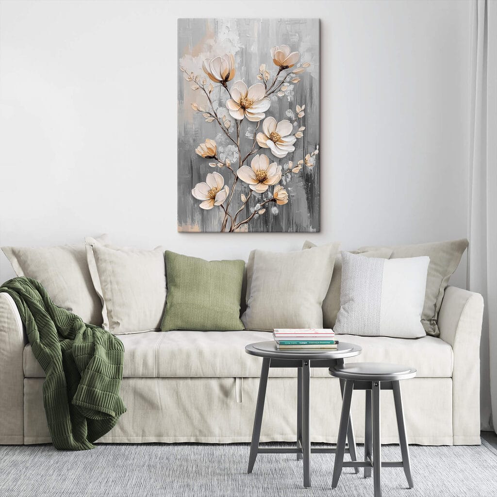 Painting of flowers on a grey background Painting of flowers on a grey background