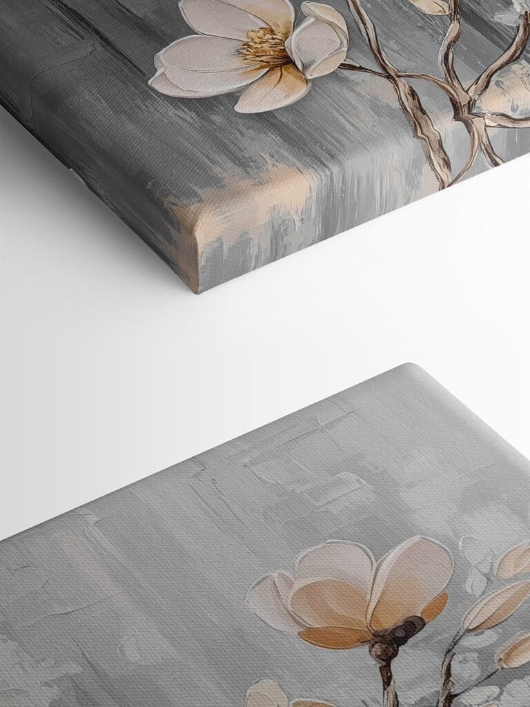 Painting of flowers on a grey background Painting of flowers on a grey background