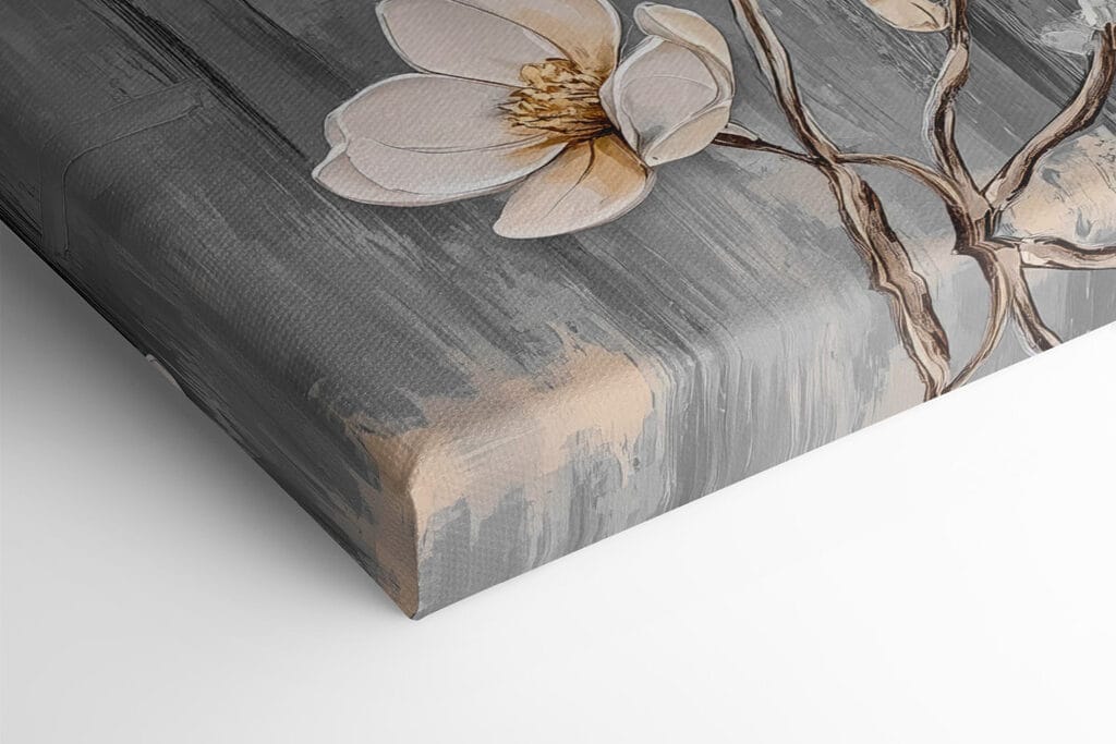 Painting of flowers on a grey background Painting of flowers on a grey background