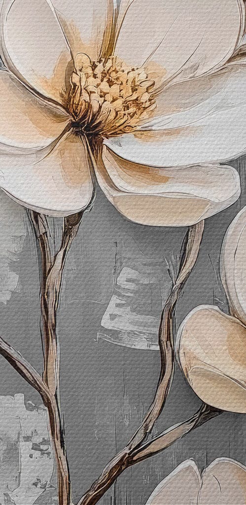 Painting of flowers on a grey background Painting of flowers on a grey background