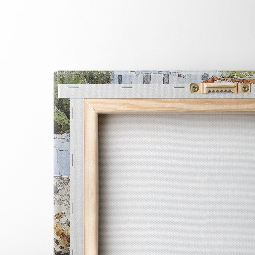 Two cups of coffee on a table next to a body of water