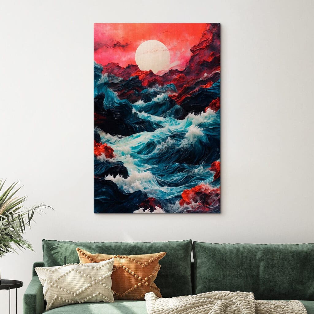 Painting of waves and mountains Painting of waves and mountains