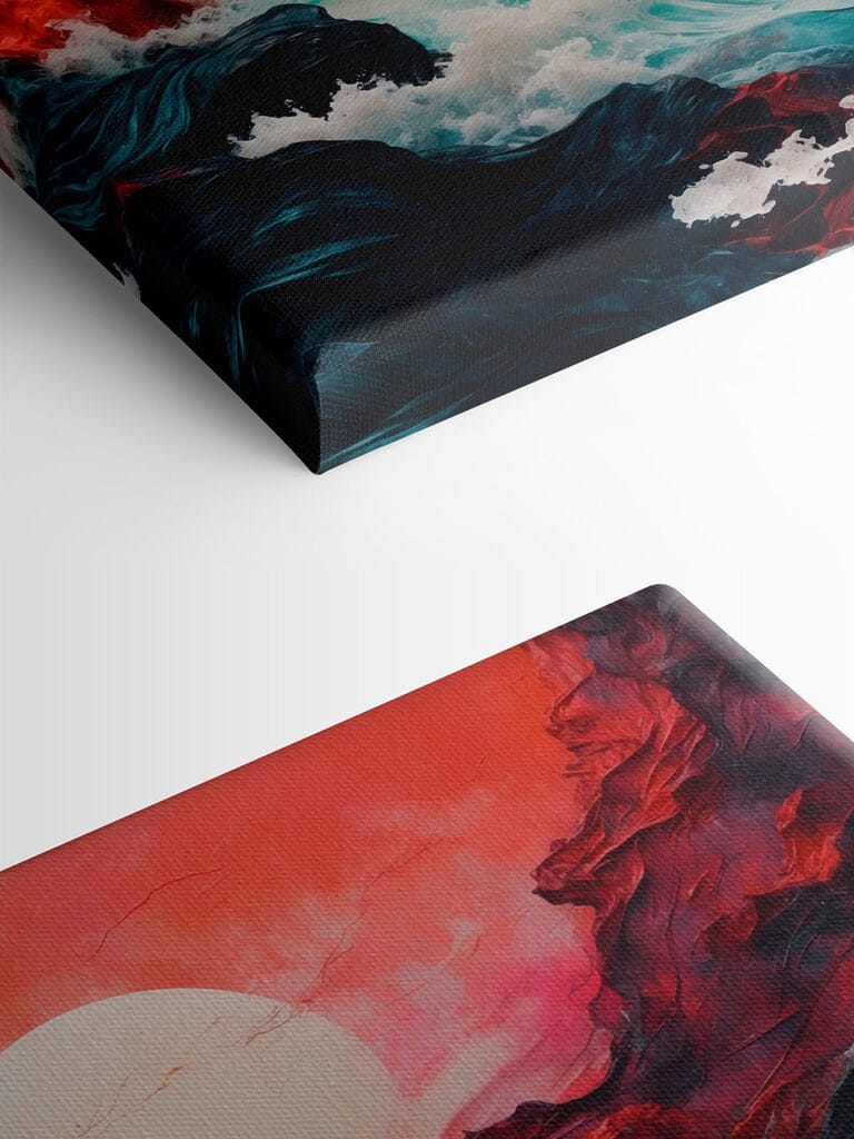 Painting of waves and mountains Painting of waves and mountains