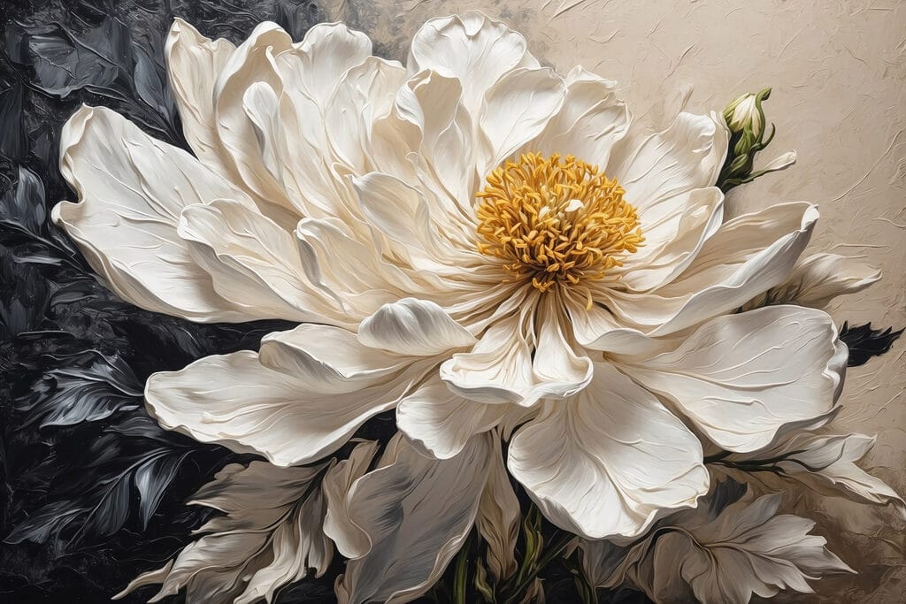 White flower with yellow center