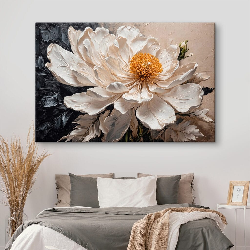 White flower with yellow center