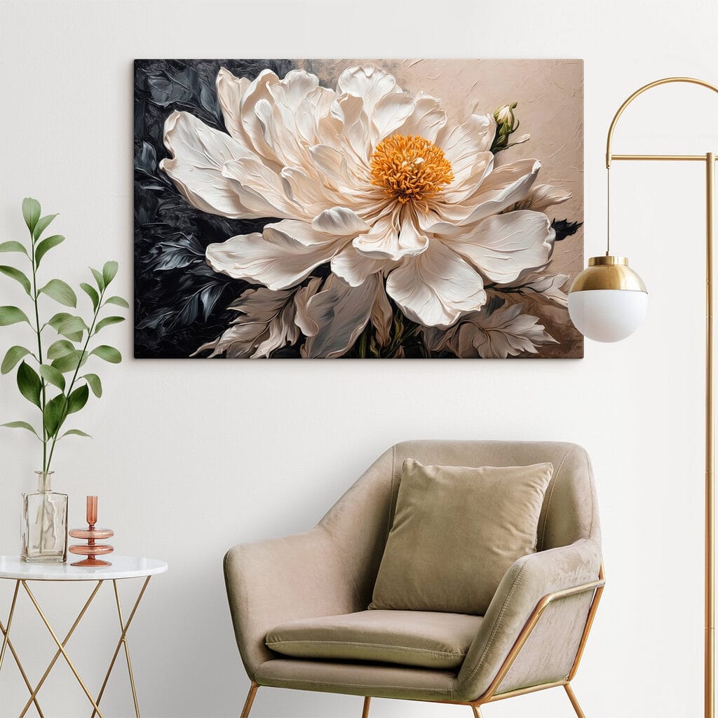 White flower with yellow center