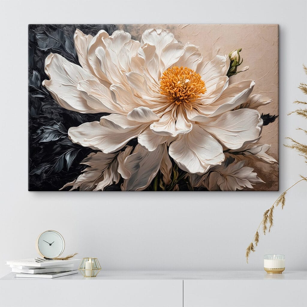 White flower with yellow center