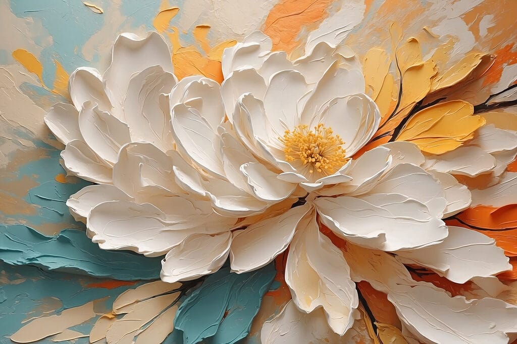 White flower with yellow center White flower with yellow center