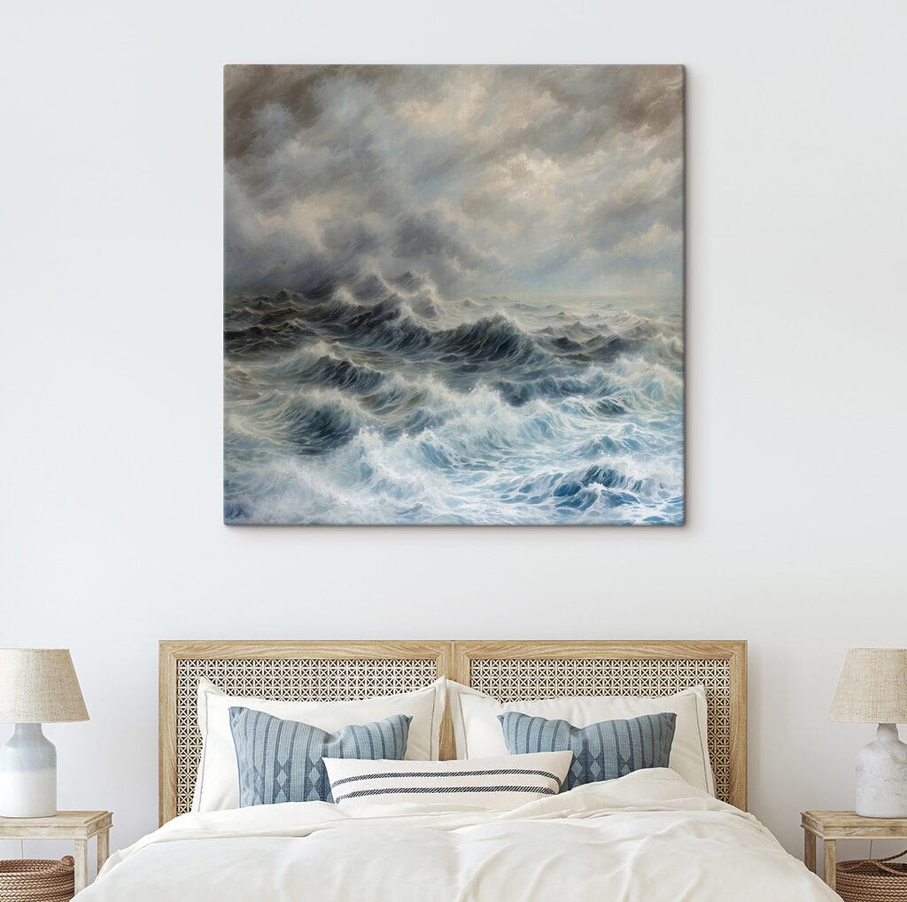 Painting of waves in the ocean