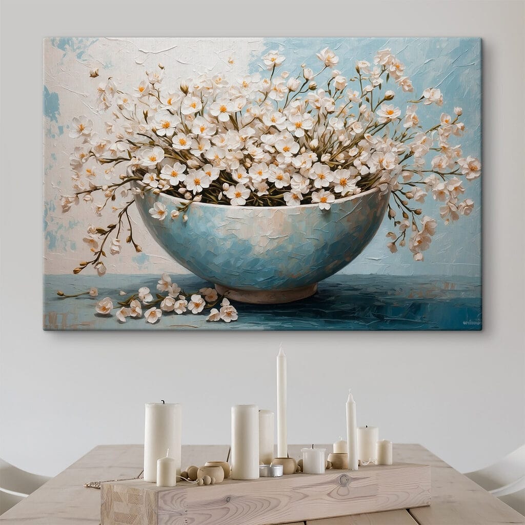 Painting of flowers in a bowl