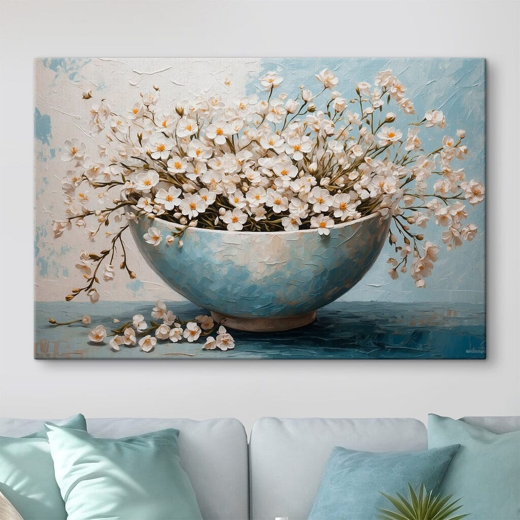 Painting of flowers in a bowl