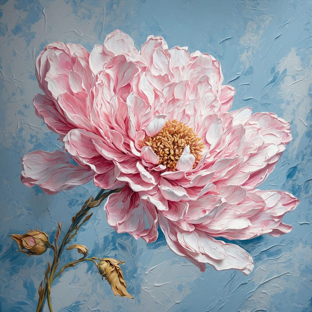 Painting of a pink flower