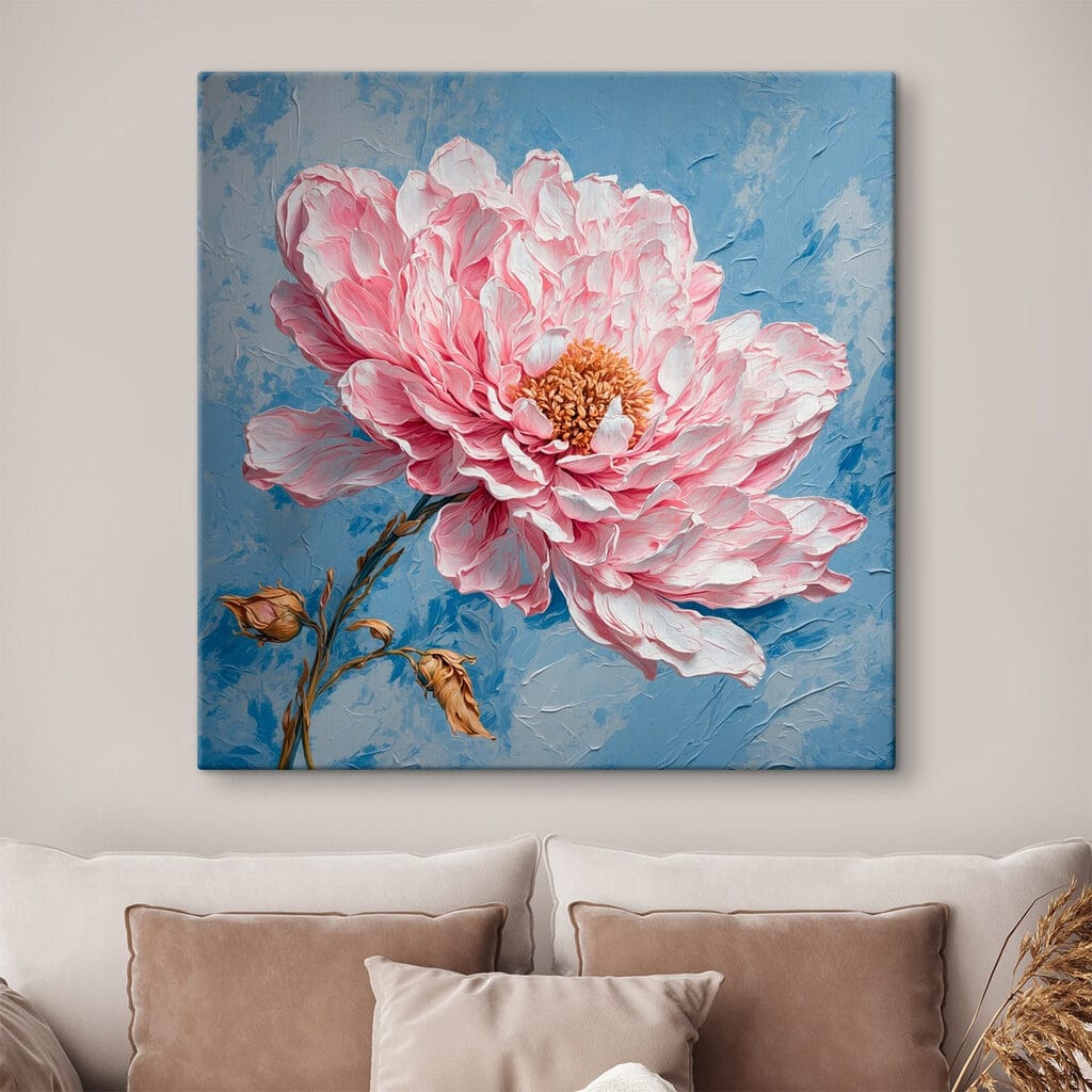 Painting of a pink flower