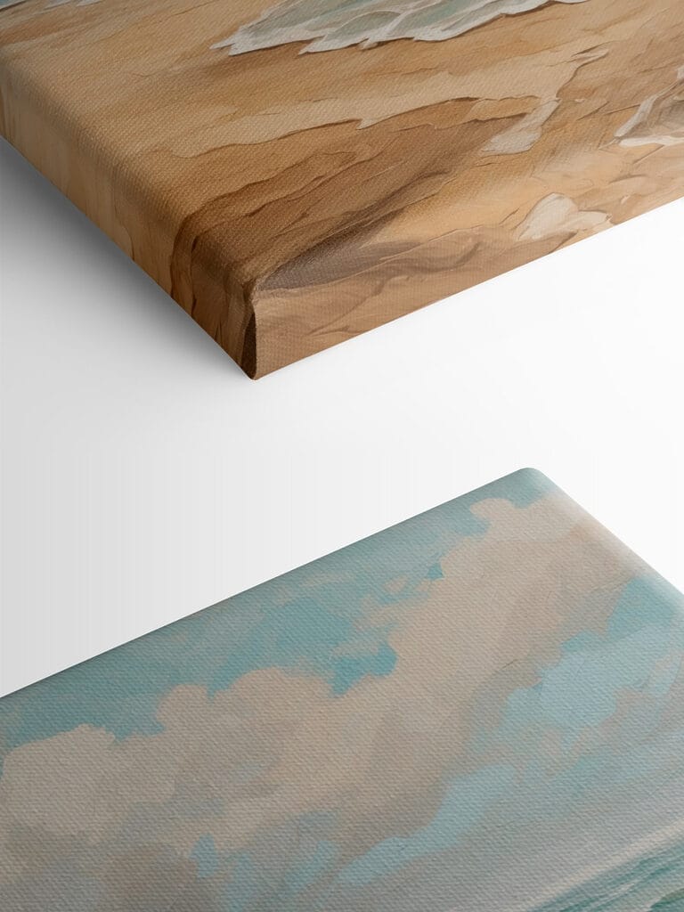 Painting of waves crashing on a beach