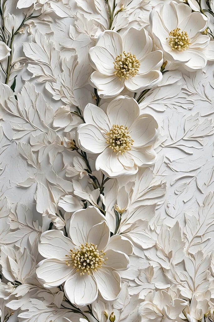 White flowers on a white surface