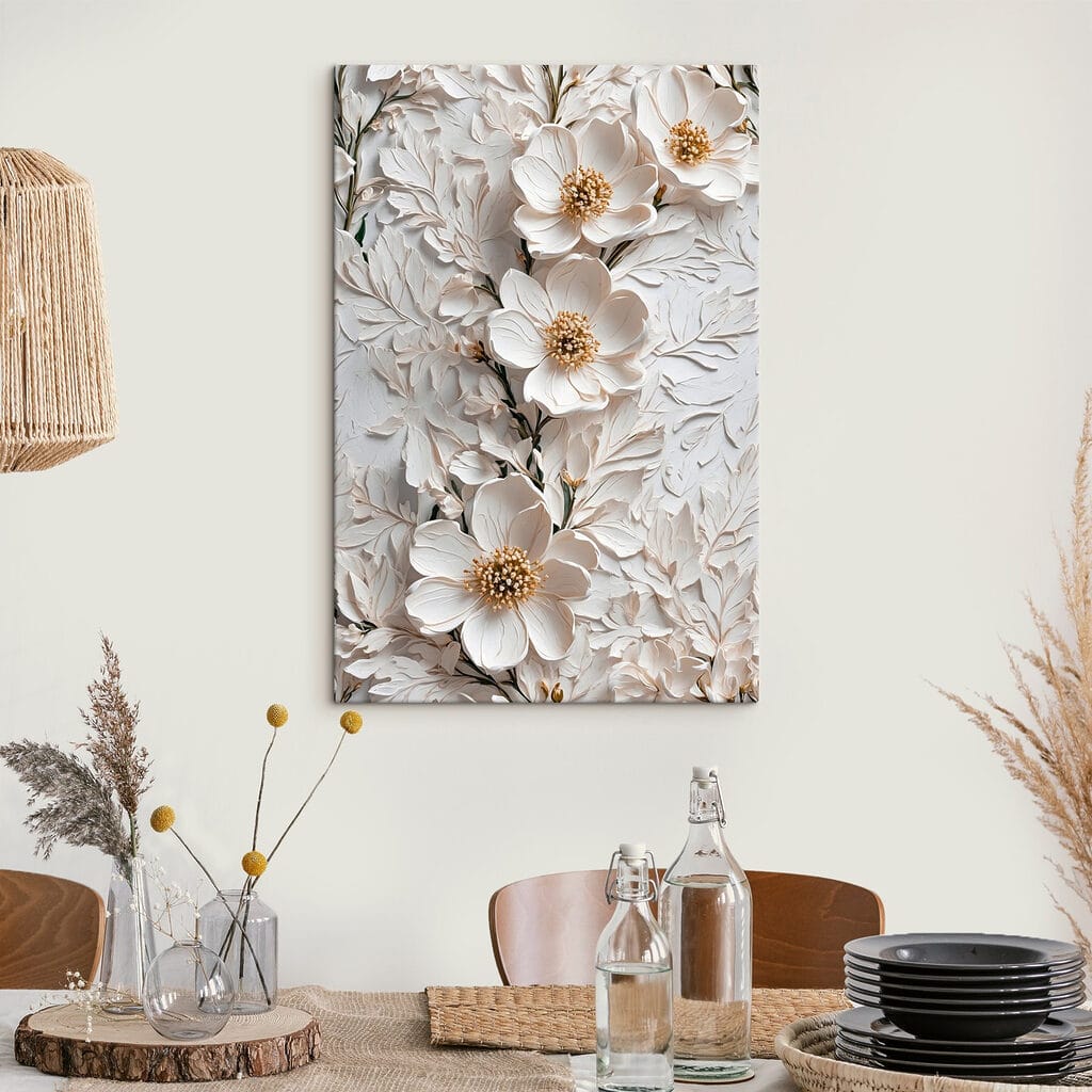 White flowers on a white surface