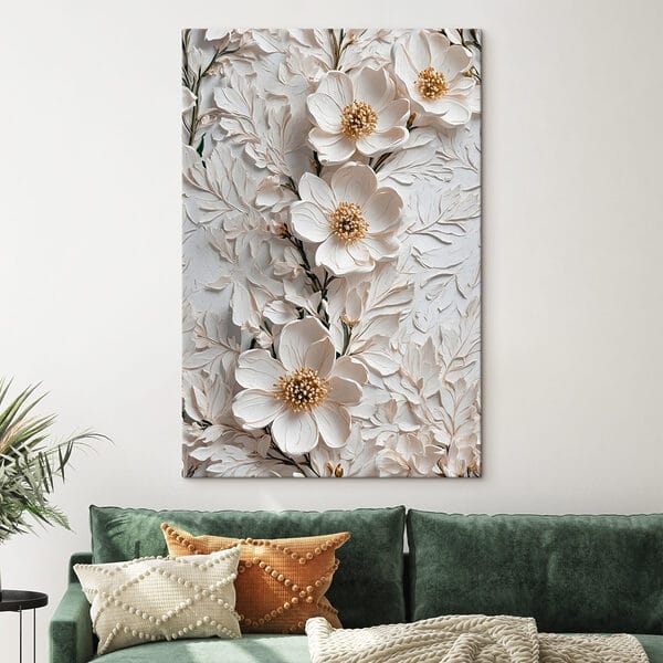 White flowers on a white surface