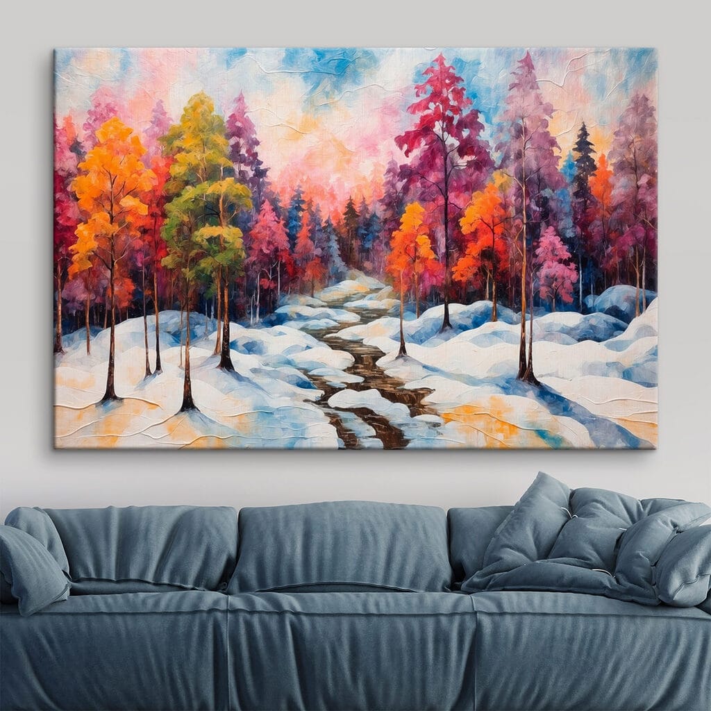 Painting of a snowy forest Painting of a snowy forest