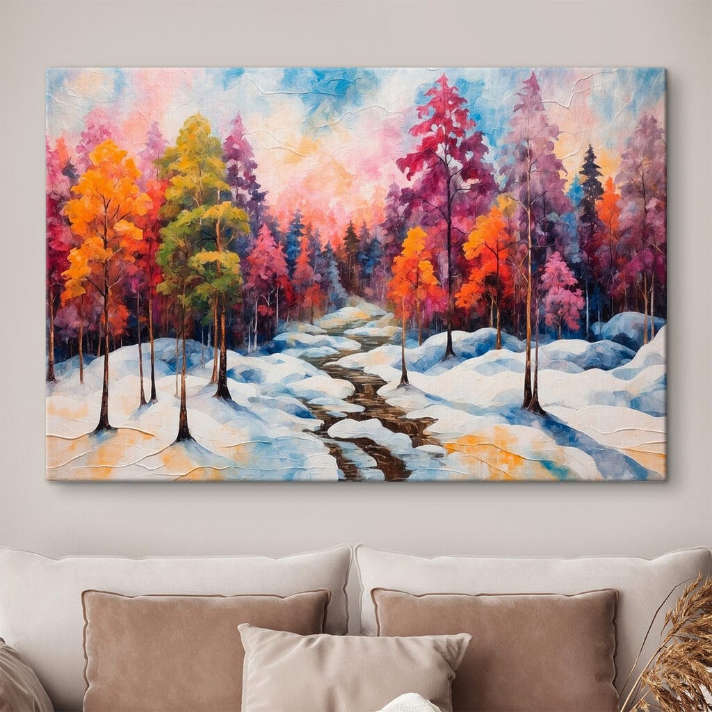 Painting of a snowy forest Painting of a snowy forest