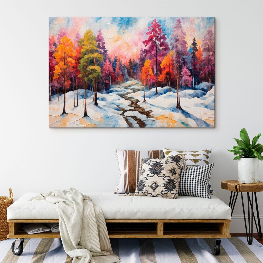 Painting of a snowy forest Painting of a snowy forest
