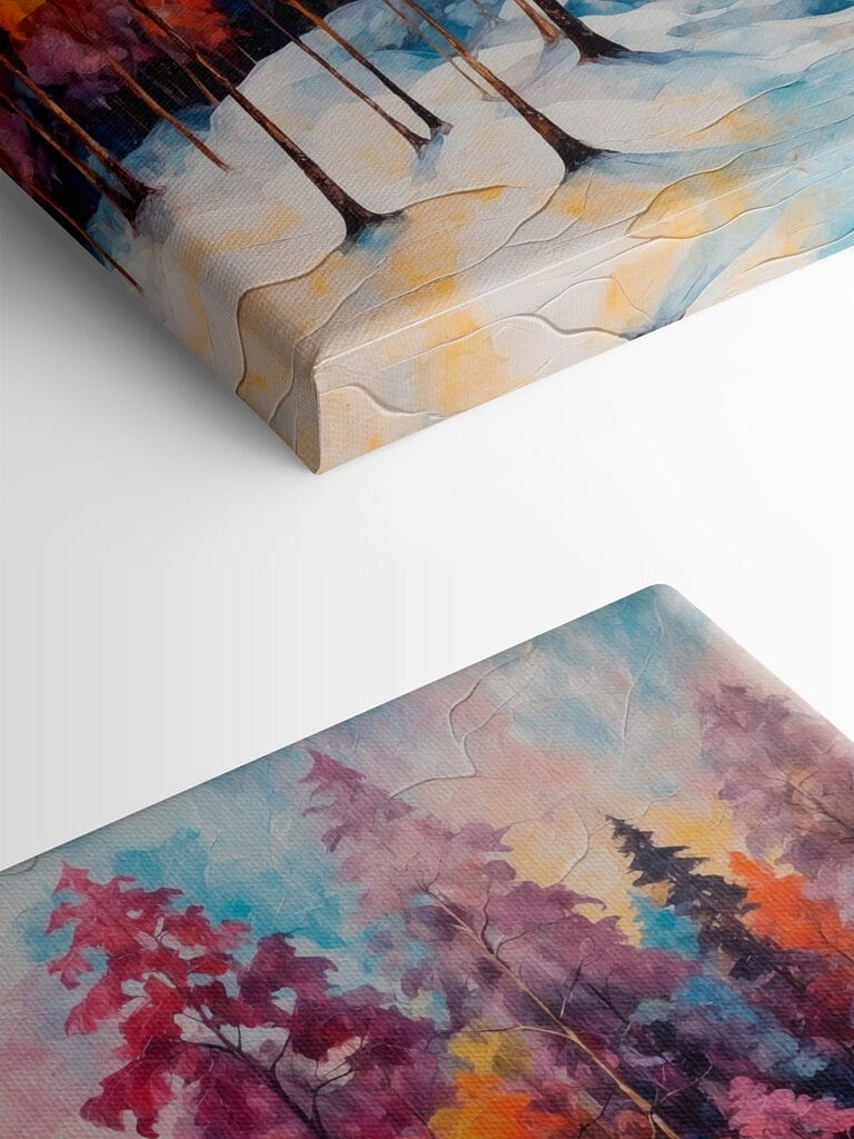 Painting of a snowy forest Painting of a snowy forest