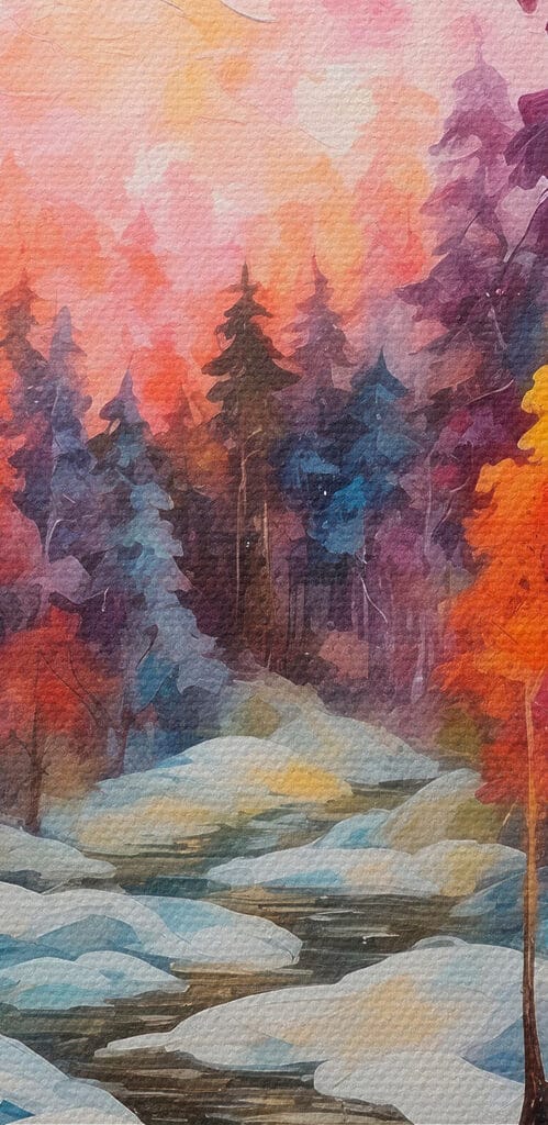 Painting of a snowy forest Painting of a snowy forest