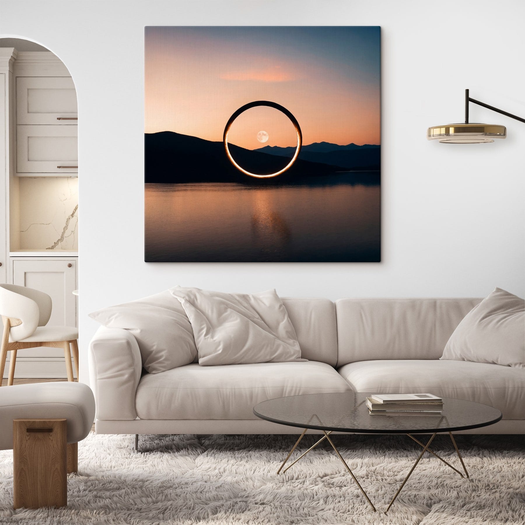 Circle in the air over water