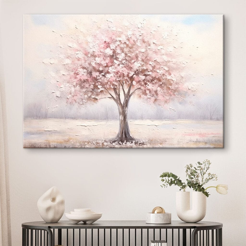 Painting of a tree with pink flowers Painting of a tree with pink flowers