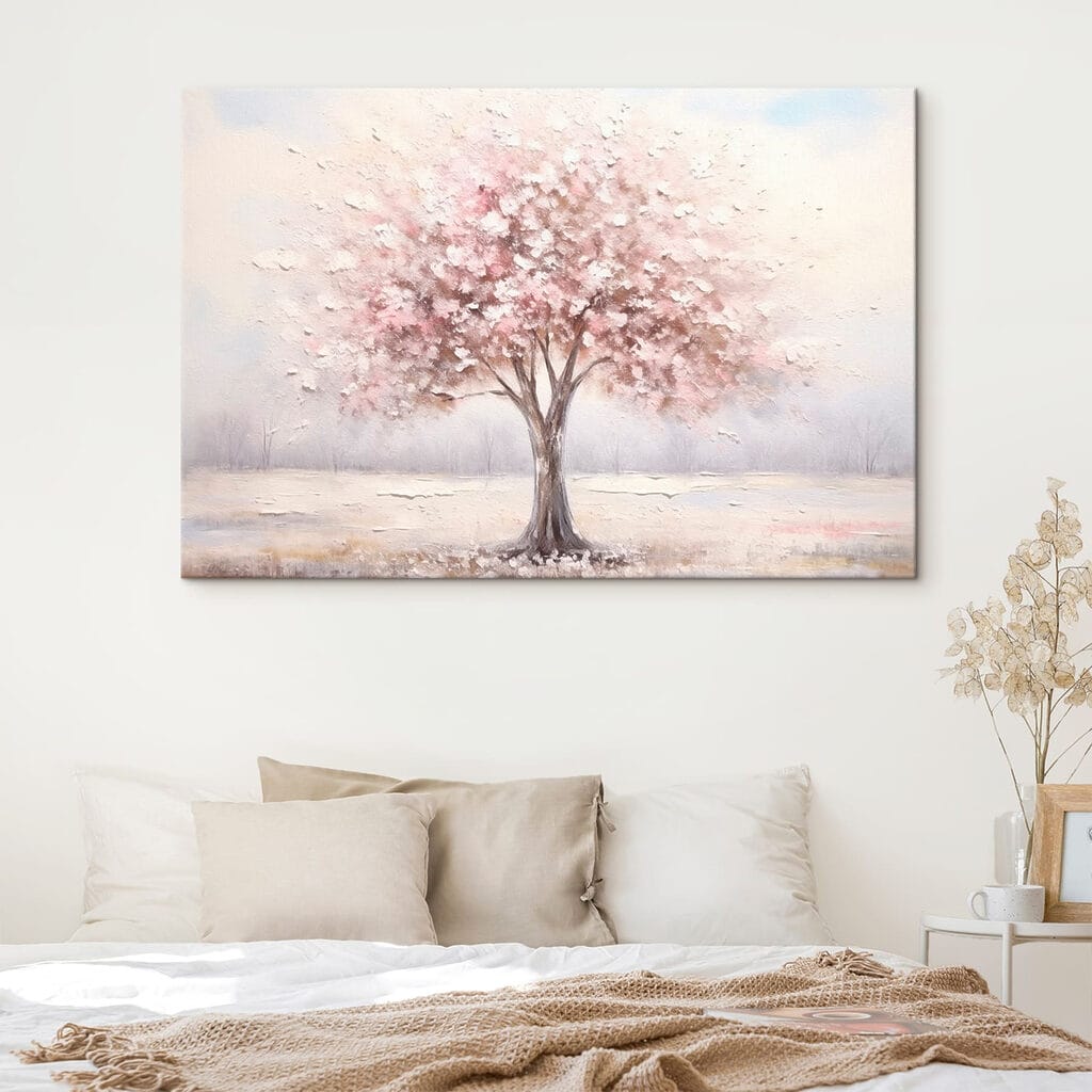 Painting of a tree with pink flowers Painting of a tree with pink flowers