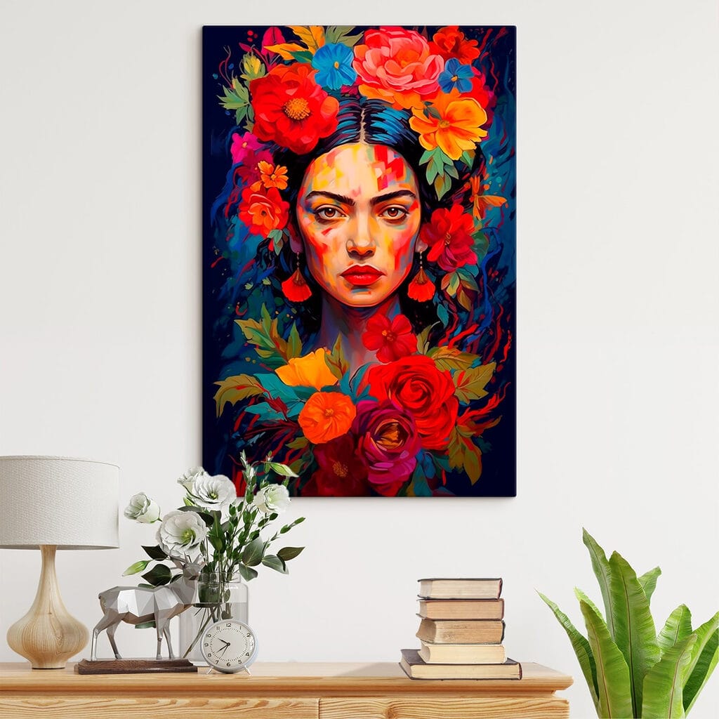 Painting of a woman with flowers in her hair